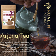 Rovlen Pure Arjun Ki Chaal Powder Triple Filtered Terminalia Arjuna Bark For Cardiovascular Support & Cholesterol Management | 100gm 0.2lbs