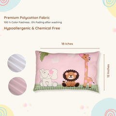 Baby Pillow With Super Soft Imported Fabric, 1 Month To 5 Year Kids Pillows - 12 X 18 Inches | Animal & Cartoon Prints, Kid Pillow For Sleep, Bed Set, Head Shaping, Neck Support Pillow