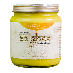 Pure Premium A2 Sahiwal Cow Desi Ghee By Nature Nosh | Natural & Healthy Vedic Bilona Method Curd Churned Cow Desi Ghee | (500ml) 16.9 Ounce | Jar Pack