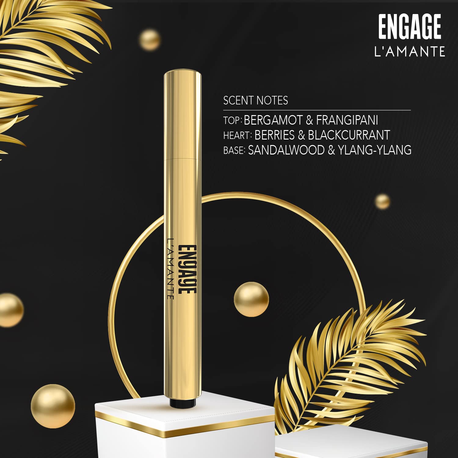 Engage L'amante Click & Brush Perfume Pen For Women |  Skin Friendly Eau De Parfum For Women 4.5ml 0.1 Fl.oz.