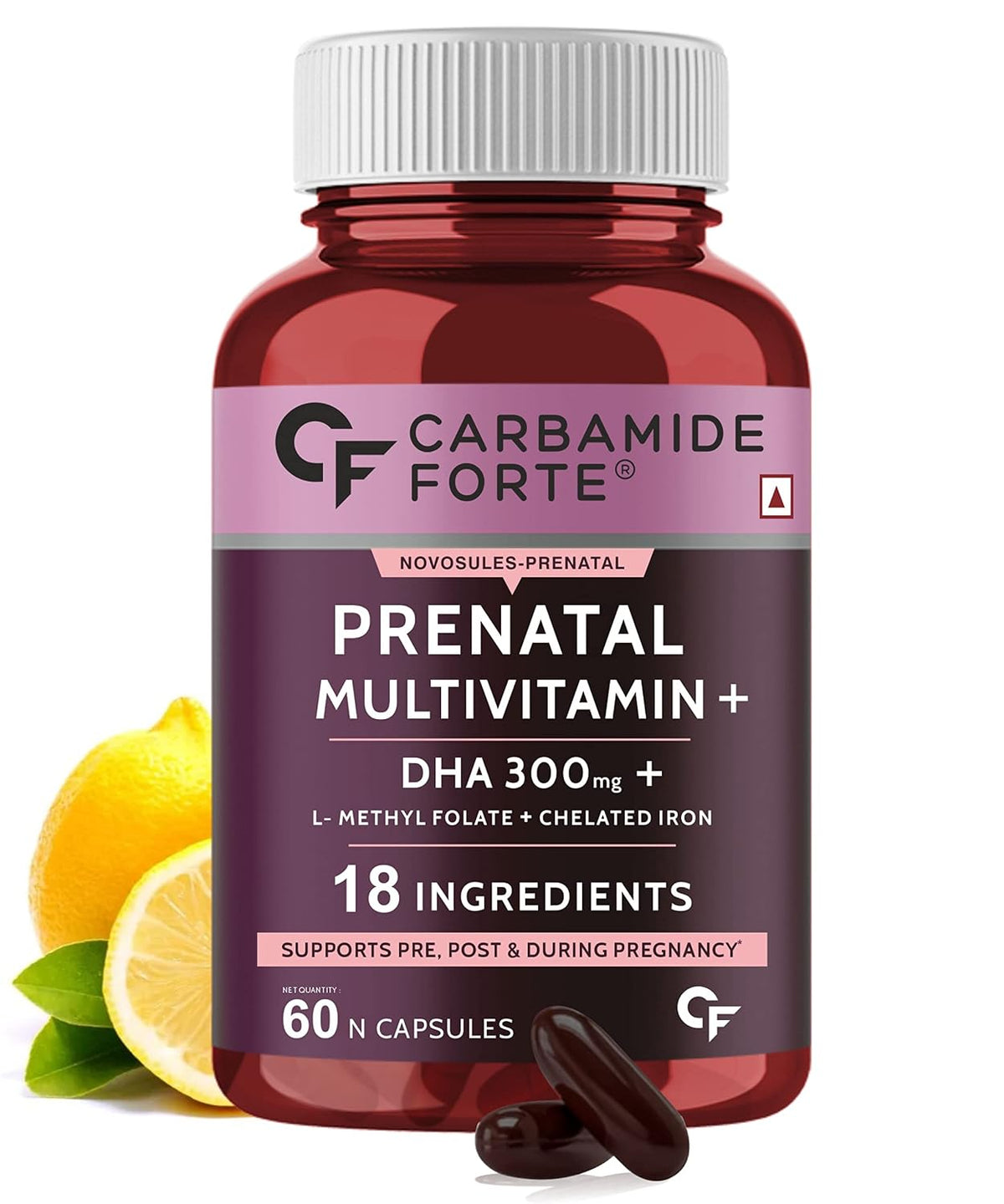 Carbamide Forte Prenatal Multivitamin For Pregnancy With 300mg Dha & 18 Ingredients | 60 Capsules , 100gm 0.2lbs