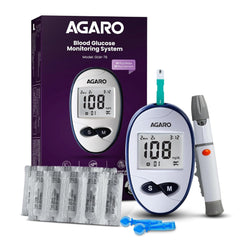 Agaro Glucometer, Blood Glucose Monitoring System with 10pcs Strips & Lancets, Glucometer Machine, Instant Blood Sugar Test at Home, Fast Blood Sugar Testing Device, Simple & Accurate, GLM-76.