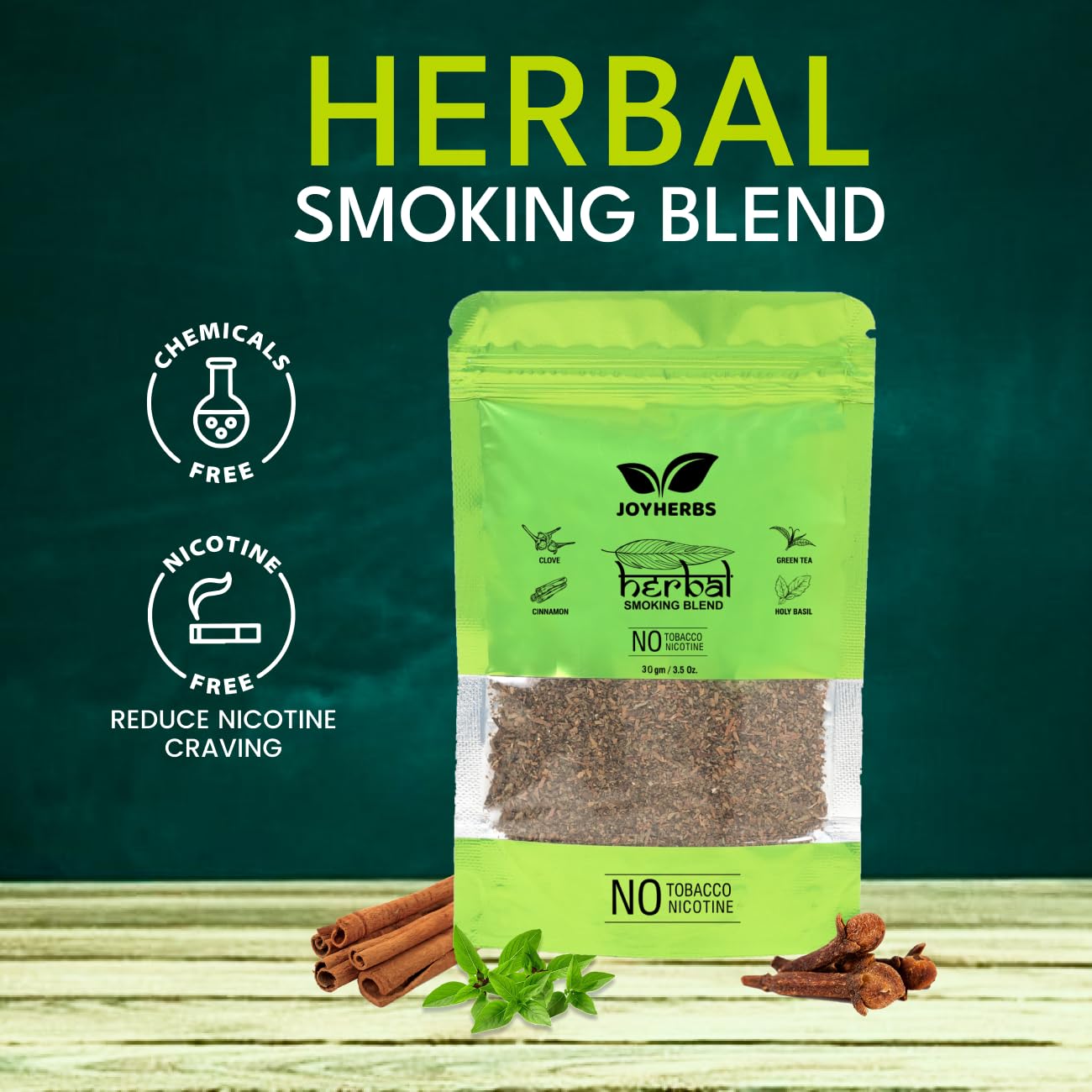 Natural & Ayurvedic Herbal Smoking Blend 1 Pack With Chillum Pipe - Tobacco-Free & Nicotine-Free Smoking Mixture