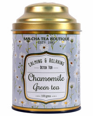 San-Cha Chamomile Green Tea - 100gm, 3.5 Ounce | Calming & Relaxing Detox Tea - Environment Friendly & Made In Corn Fiber | Low Caffeine