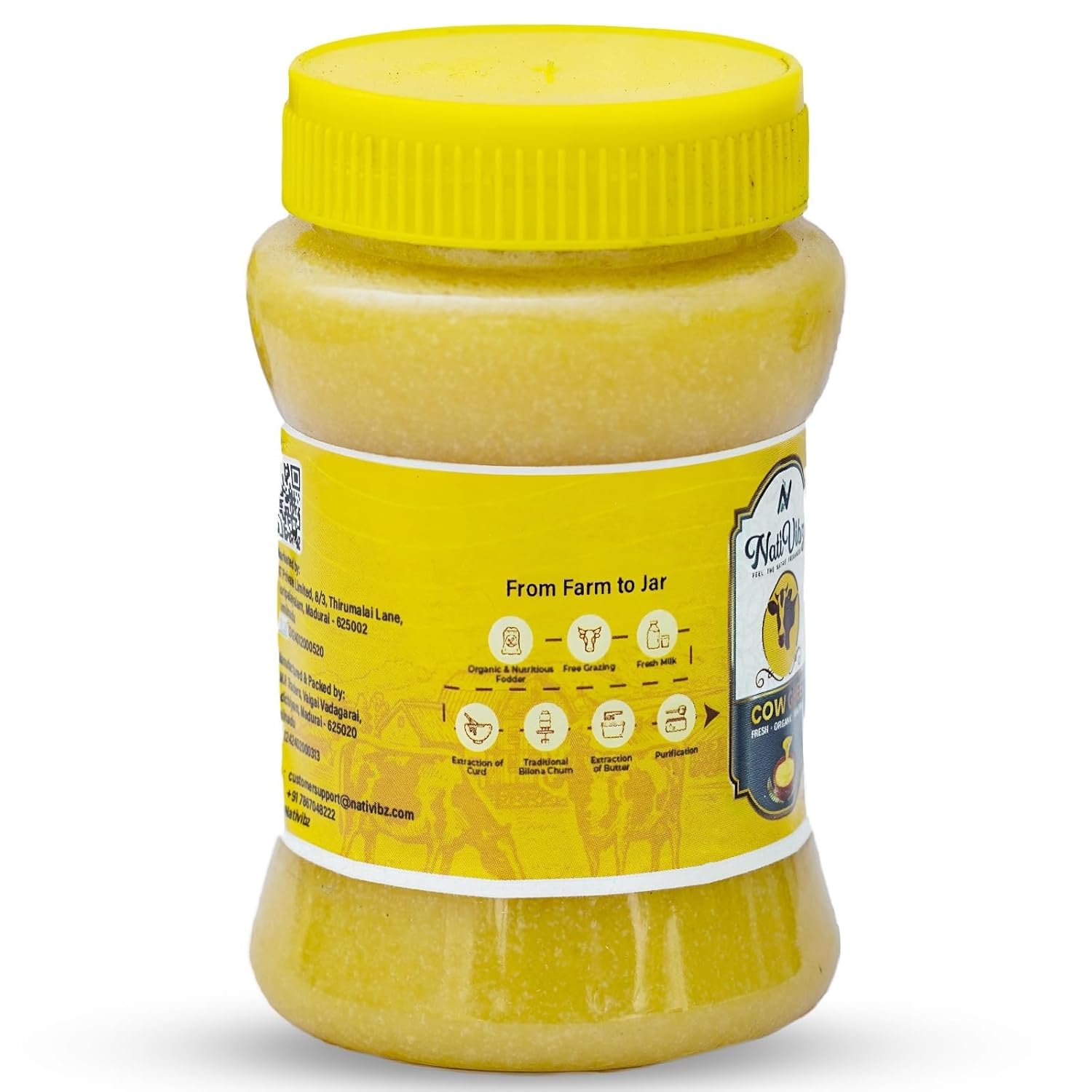 Pure Natural Desi Cow Ghee By NatiVibz | Rich In Flavor & Healthy Ayurveda Desi Cow Ghee For Cooking, Baking | (1 Liters) 33.8 Ounce | Jar Pack