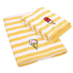 My Milestones 100% Cotton Hand Towel 400 Gsm | Ultra Soft Attractive Embroidery Appliques Cotton Soft, Absorbent Hand Towel Perfect For Face (Set Of 2)- Yellow/White