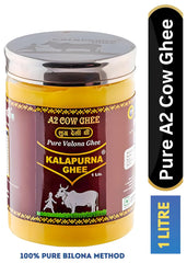 100% Pure A2 Desi Cow Ghee By Kalapurna Ghee | Delicious & Nutritious Healthy Desi Cow Ghee For Sweets | (1 Litr) 33.8 Ounce | Jar Pack