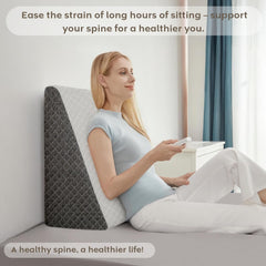 Wedge Cushion, Orthopedic Wedge Pillow For Bed, Neck Pain, White & Grey - 20 X 19.5 X 10 Inch | For Acid Reflux, Snoring, Gerd, Leg Elevation & Pregnancy | High-Resilience Memory Foam Pillow