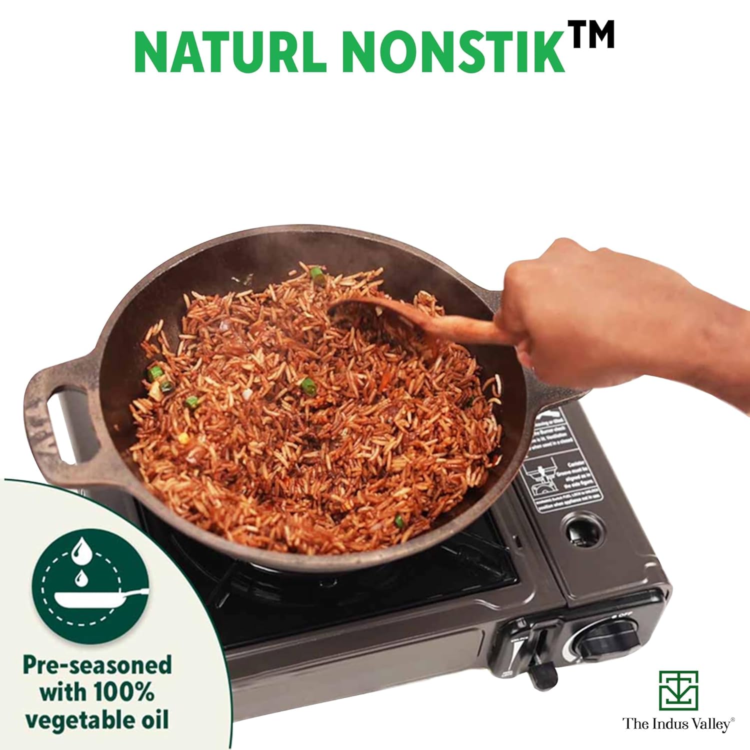 Super Smooth Brown Cast Iron Kadai - Medium, 25.4cm, 10 Inch, 2.5 Liters, 2.4 Kg | Nonstick, Pre-Seasoned Kadhai, 100% Pure & Toxin-Free, No Chemical Coating