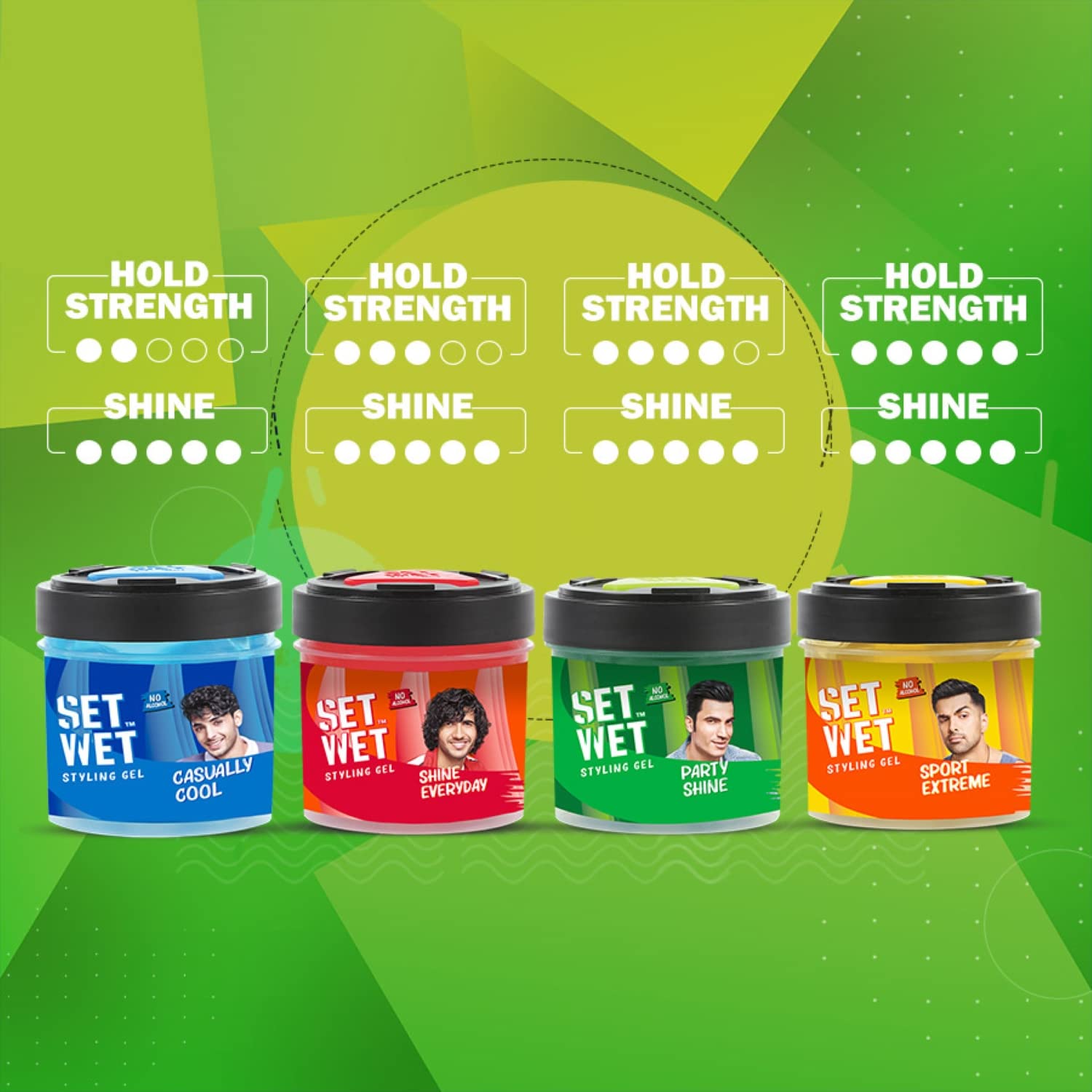 Set Wet Styling Hair Gel For Men | Party Shine 250gm 8.8 Oz. | Strong Hold , High Shine | For Short To Medium Hair | No Alcohol , No Sulphate