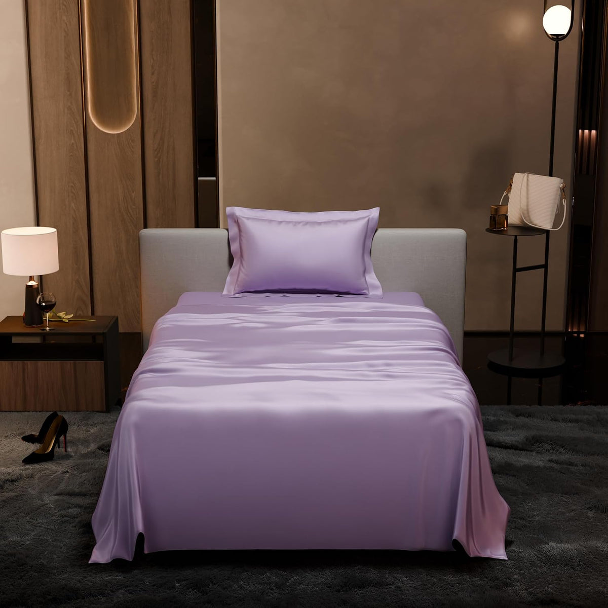Single Bedsheet With 1 Pillow Cover - 60 X 90 Inches, Lilac | Premium Bedding Set, Home Decor, Wedding Gift For Couples, Housewarming, Anniversary