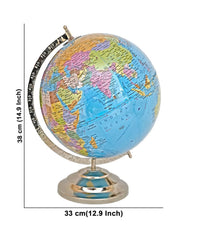 Educational Globe 12 Inch + Magnifying Glass, Rotating World Globe With Steel Finish Arc & Base | World Globe, For Kids Learning, Students & Home Decor, Office Desk, Combo Pack
