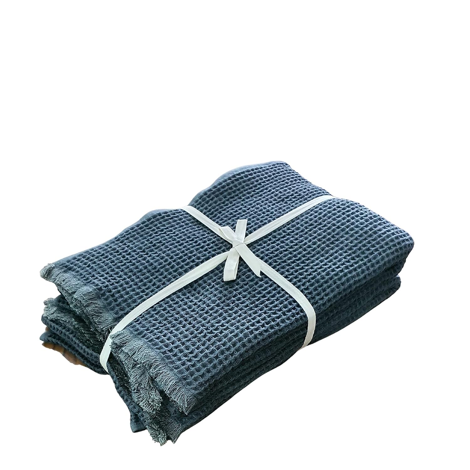 Sanglobal 100% Cotton Waffle Bath Towels 600 Gsm | Ultra Soft Absorbent Cotton Bath Towel Fluffy Design -Set Of 2 (Charcoal)