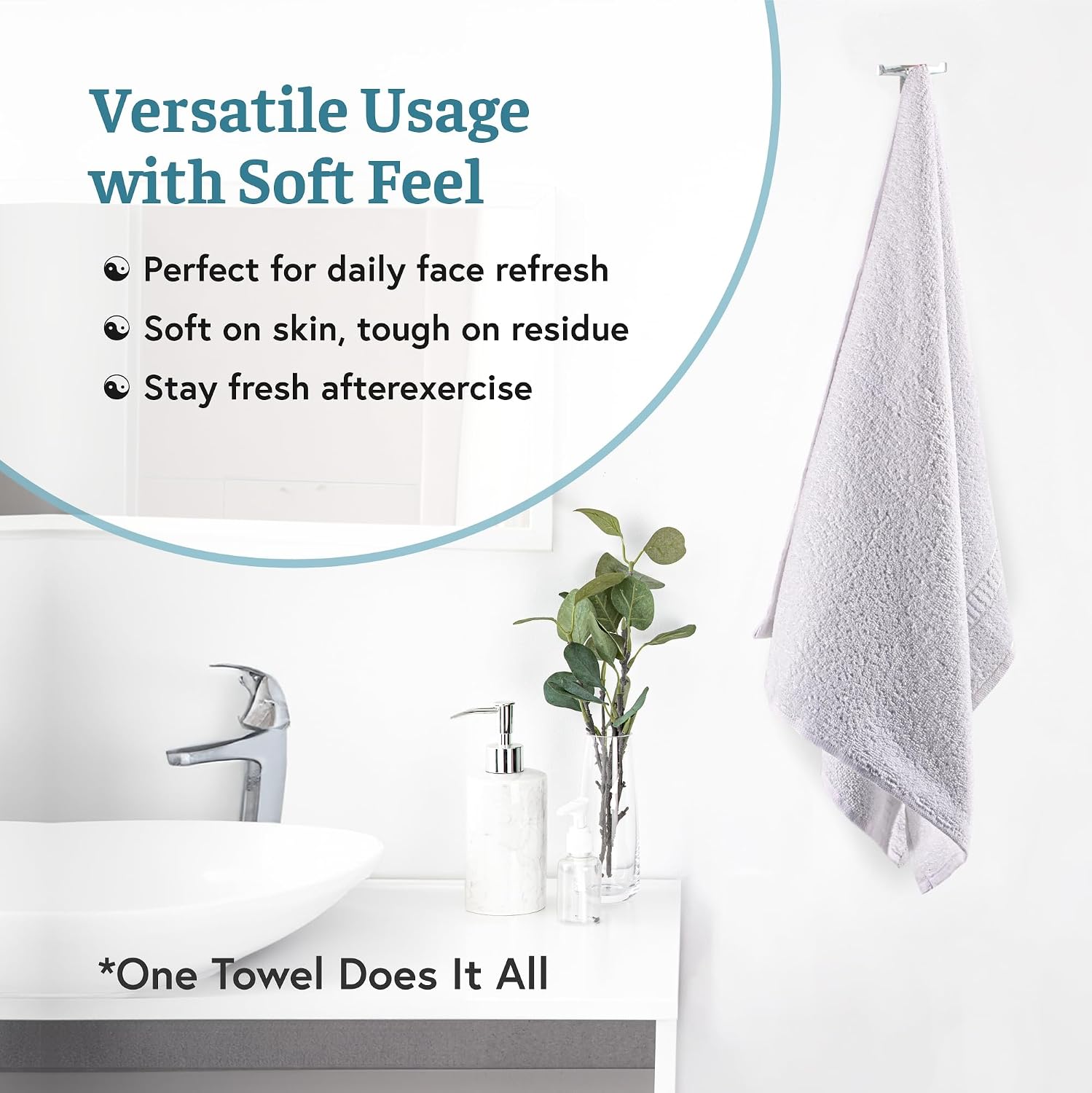 Kuber Industries Soft Cotton Hand/Face Towel 450 Gsm | For Men & Women Lightweight Quick Dry & Absorbent Gym Towel (White)
