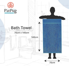PatPug 100% Indian Ultra Soft Cotton 450 Gsm Bath Towel Large Bath Towel | Highly Absorbent Quick Drying Durable Towel For Men, Women & Kids (Ocean Blue)