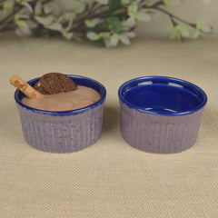 Studio Pottery Ceramic Dessert Dip Bowls Set Of 2 - Purple & Blue, 150ml Each | Chutney Bowls - Ketchup Bowls