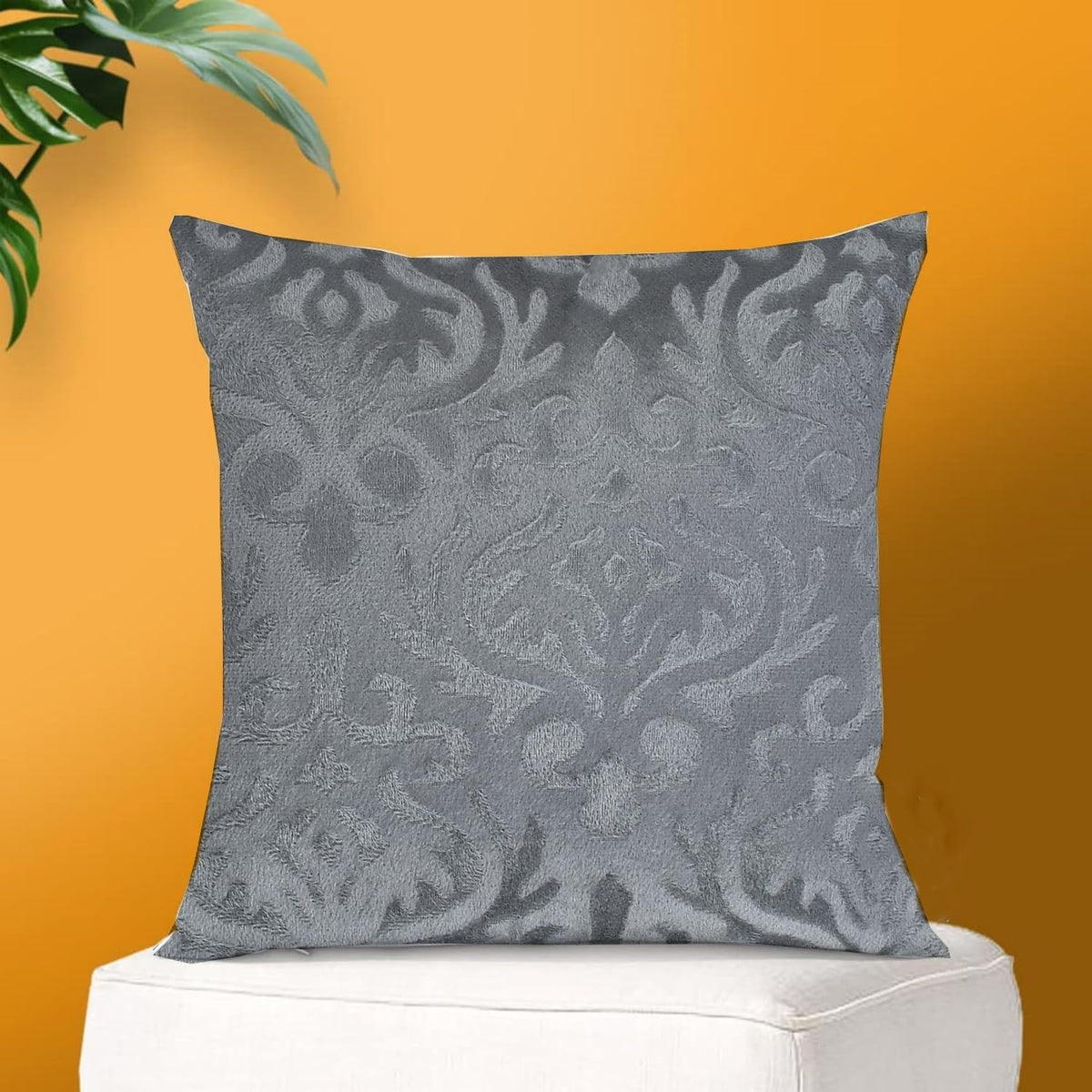 Microfiber Square Pillow Cushion For Sofa & Bed, Grey - 16 X 16 Inch | Soft, Fluffy For Comfort & Back Support | Breathable, Washable | Premium Velvet Outer Cover With Zip - Set Of 1
