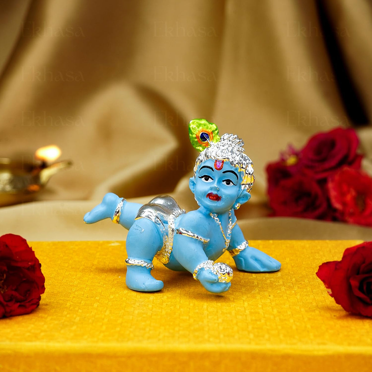 Blue Bal Gopal Murti, Laddu Gopal, Baby Krishna, Resin, Blue, Idol - Size 6.5 Cm, Shree Krishna Idols Gift For House Warming Ceremony, Thakur Ji, Occasions & Festivals, Statue
