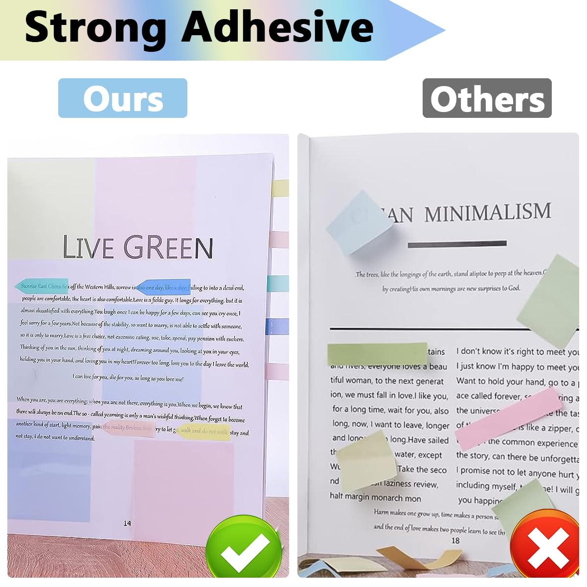 650 Sheets Sticky Notes Multi-Colored, Transparent, Waterproof & Writable, Self-Adhesive