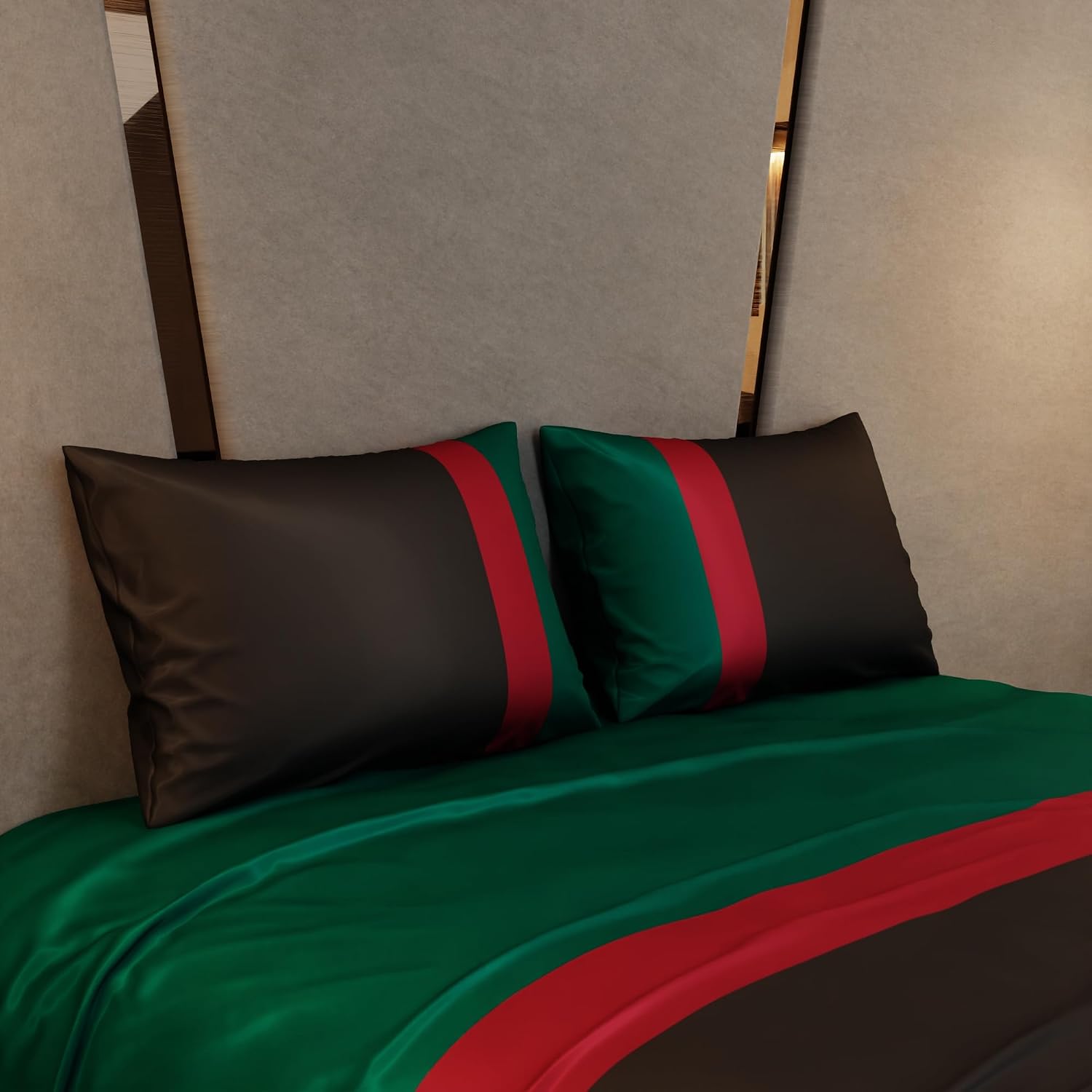 Super King Bedsheet With 2 Pillow Covers - 108 X 108 Inches, Black & Red | Hypoallergenic, Breathable, Gentle On Skin & Hair, Fade & Wrinkle Resistant, Wedding Gift For Couples