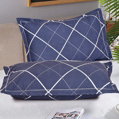 1 Flat Bedsheet For King Size With 2 Pillow Cover + Comforter - 90 X 100 Inch, Navy Blue | Super Soft Glace Cotton - 4 Pcs Bedding Set | Perfect Gifts Set Wedding, Anniversary
