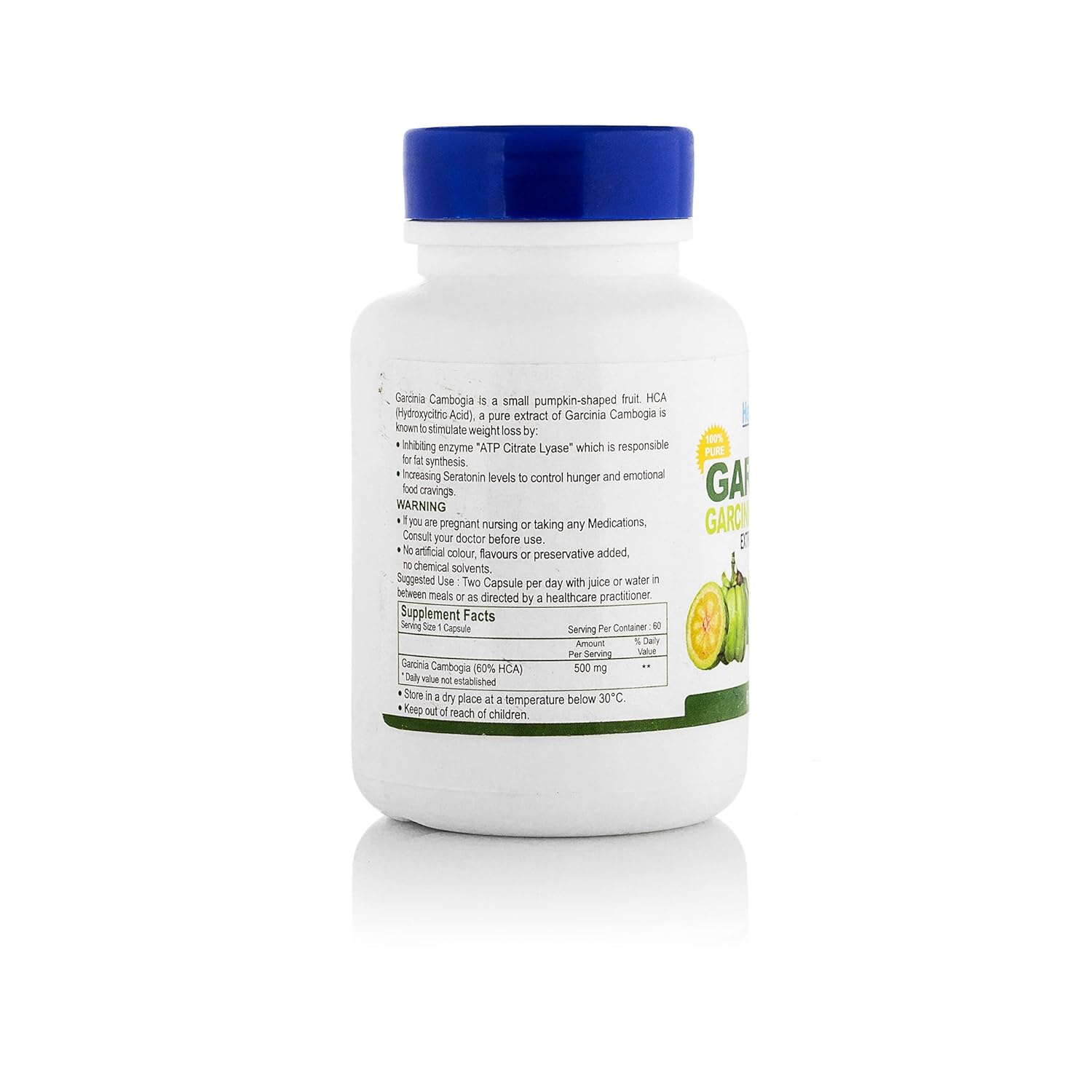 Healthvit Garcinia Cambogia Capsules Natural Weight Loss Supplement, 500mg Extract, Supports Metabolism & Energy, Supports Appetite Control, Reduce Fat Storage | 60 Capsules 100gm 0.2lbs