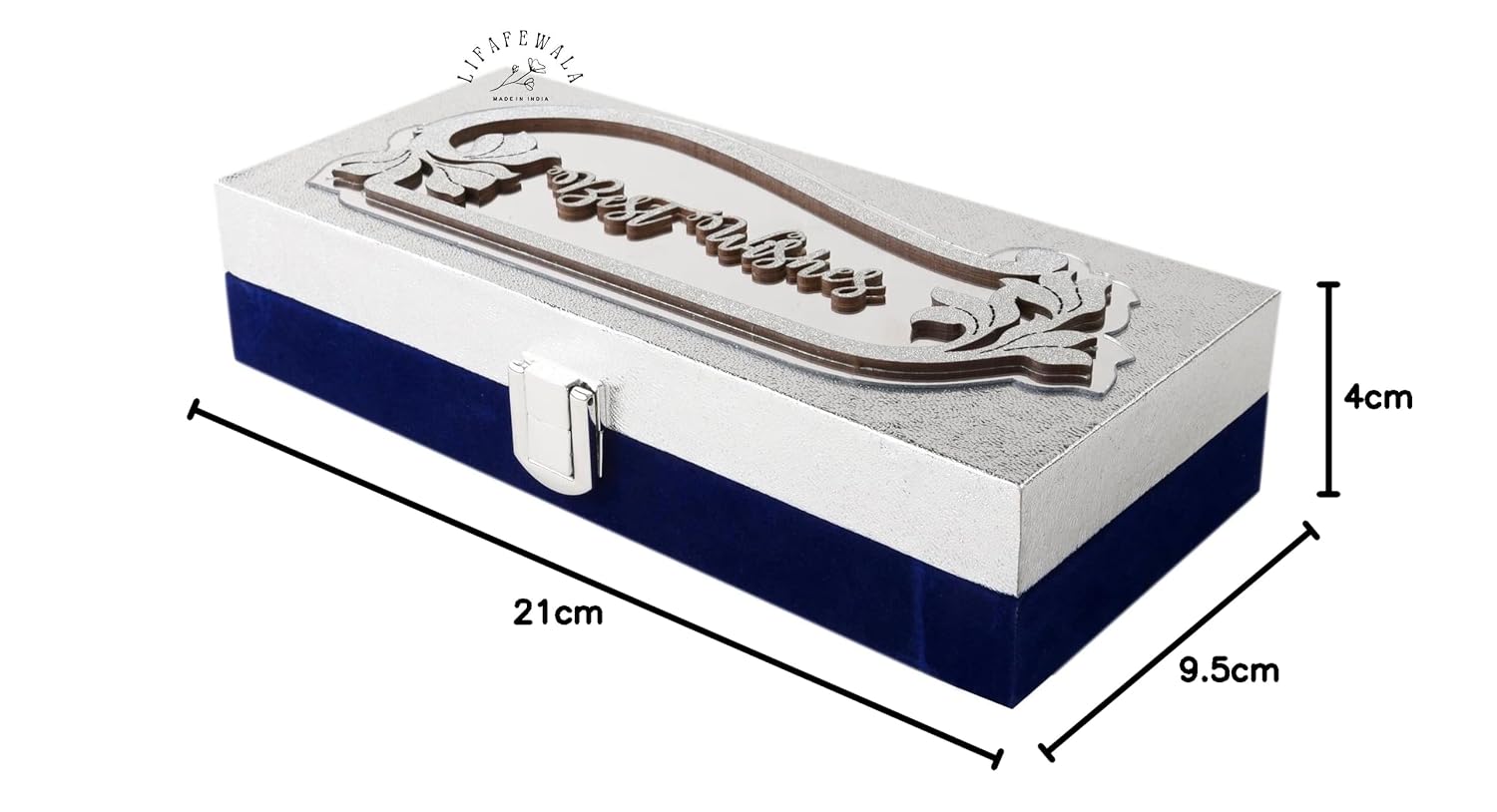 Designer Rectangular Shaped Best Wishes Cash Box, Shagun Box, Gift Box, Gaddi Box, Jewellery Box, Shagun Envelope In Floral Design, Colour - Silver