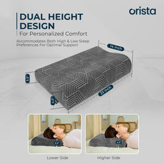 Contour Memory Foam Pillow, Orthopedic Pillow For Sleeping, Grey - 23 X 14 X 4.5 Inch | Cervical Pillow For Neck & Shoulder Support, Improves Posture & Spinal Alignment - Set Of 2