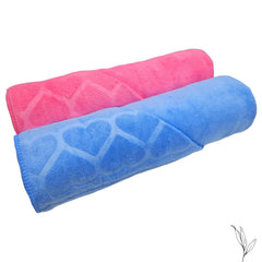 Nive Home Linens Microfiber Bath Towel 800 Gsm | Self Design, Ultra Soft, Super Absorbent, Quick Dry (Pink & Blue)- Pack Of 2