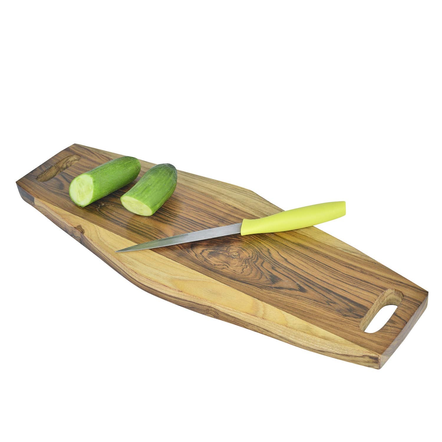 Brown Hexagonal Teak Wood Chopping Board | Cheese & Bread Board - Cheese Platter Board | Cutting Board - Wooden Platter