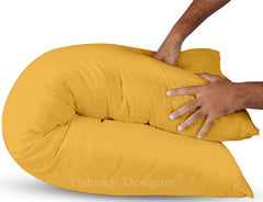 Full Body Pillow, Maternity Pillow For Sleeping, Back Support, Mustard Color - 18 X 54 Inch | Pregnancy Pillows, Microfiber Filling, Removable Cover, Lightweight, Foldable, Adjustable Pillow