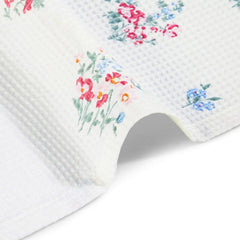 Haus & Kinder Regalia Waffle Bath Towel 400 Gsm | Honeycomb Large Size Bathing Towels | Floral Drift White
