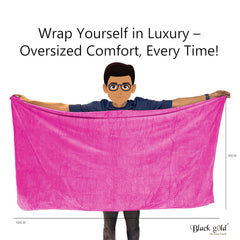 Black Gold The Finer Touch Oversized Microfiber Bath Towel 2100 Gsm | Soft Quick-Dry Microfiber Towel For Men & Women | Lightweight, Absorbent & Travel-Friendly (Pink) - Pack Of 3