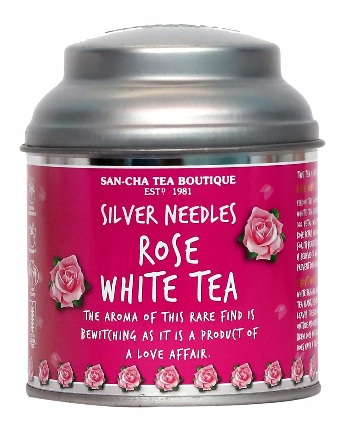 San-Cha Silver Needles Rose White Tea - 25gm, 0.8 Ounce | Promotes Healthy & Glowing Skin - Low Caffeine, Richest In Antioxidants