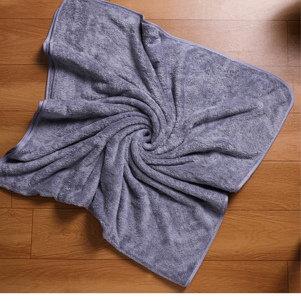 Krujyam Microfiber Large Bath Towels 290 Gsm | Extra Soft Plush & Quick Dry High Absorbency With Large Size Bath Towels (Grey)