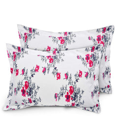 Print King Size Bedsheet With 2 Pillow Cover - 110 X 108 Inches, White & Pink | Soft & Comfortable Feel To Your Skin | Machine Wash In Cold Water