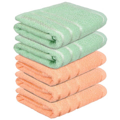 Kuber Industries Face Towel 1000 Gsm | Towels For Daily Use Workout Hand Towel | Lining Design | Pack Of 5 (Peach & Green)