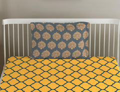 Cotton Printed Single Flat Bedsheet With 1 Pillow Cover - 60 X 100 Inches, Grey & Mustard | Breathable & Skin Friendly Bedsheet | Ideal For Year Round Use