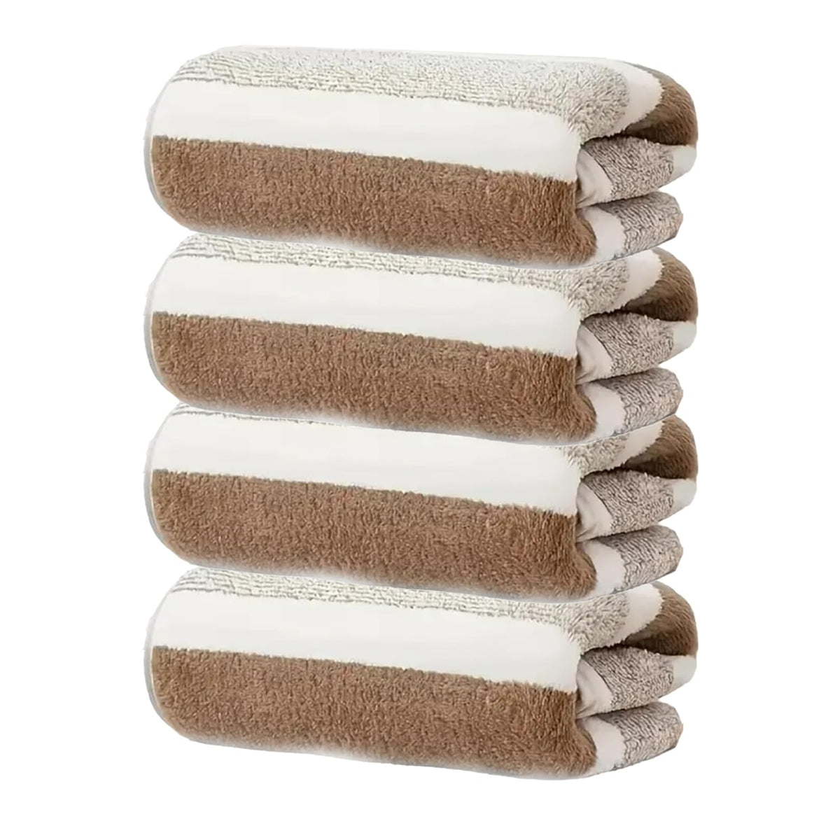 Black Gold The Finer Touch Microfiber Hand Towel 1000 Gsm | Soft & Quick Dry, Super Absorbent, Lightweight Towel (Brown & White) - Pack 0f 4