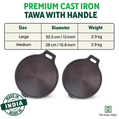 Super Smooth Cast Iron Tawa For Dosa, Chapathi - 27.6cm, 10.8 Inch, 2.4 Kg | Induction Friendly, Naturally Nonstick, Pre-Seasoned Tawa, 100% Pure & Toxin-Free, No Chemical Coating