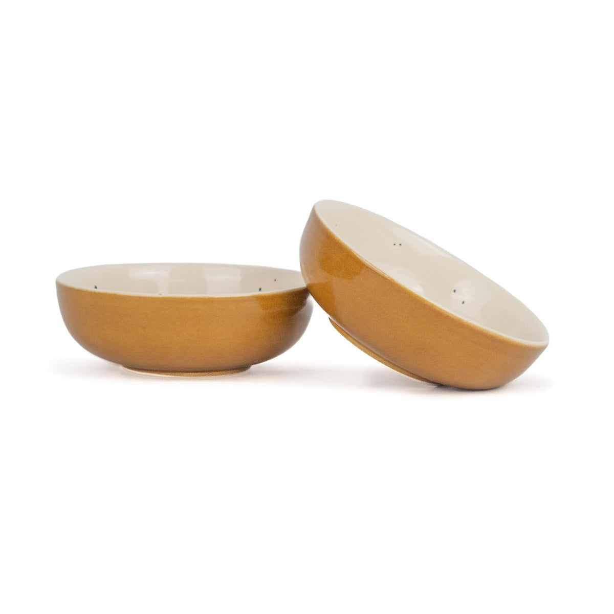 Ceramic Pasta Bowl Set Of 2 Pieces - 18cm, Brown Ivory, 800ml Each | Stoneware Ceramic Serving Bowls | Pasta Plate - Deep Plate | Ceramic Bowl With Glossy Finish - Pasta Serving Plate