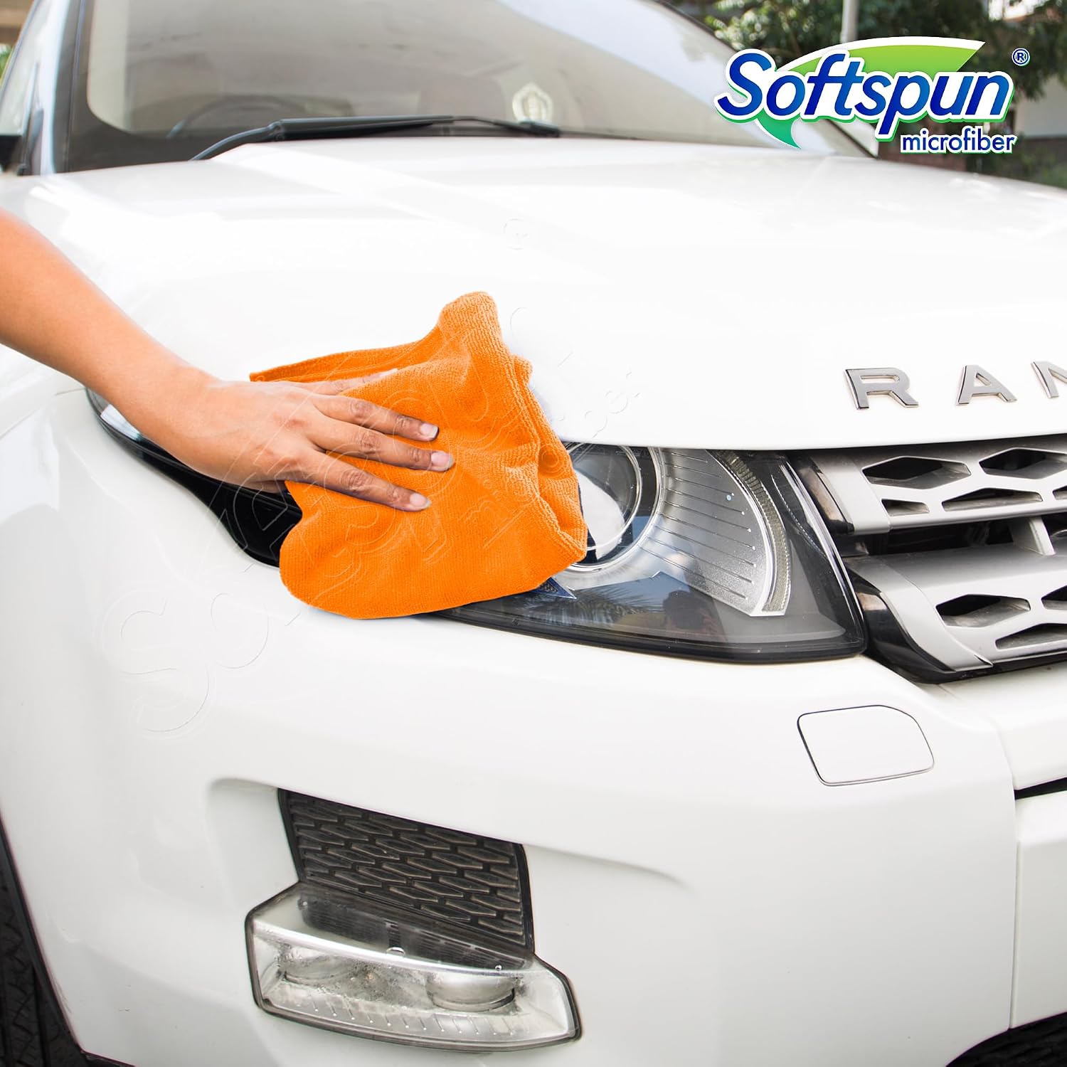 Softspun Microfiber Cloth Towel 350 Gsm | Multi-Purpose Super Soft Absorbent Cleaning Towels For Home, Kitchen, Car, Cleans - 4 Peice (Orange)