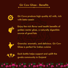 Organic Natural Gir Cow Ghee By Jivika Naturals | Good Source Of Vitamin A & Healthy Desi Ghee Perfect For Skin Care | (1 Litre) | 33.8 Ounce | Jar Pack