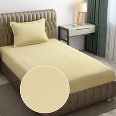 Soft Microfiber Single Bedsheet With 1 Pillow Covers - 60 X 90 Inches, Cream, Damas Design | Wrinkle Free Design & Easy To Wash | Refreshing Your Bedroom Look