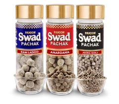 Panjon Swad Jeera Goli, Imli Ram Ladoo & Anardana Goli Mukhwas 400gm, (133gm *3 Bottles)