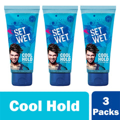 Set Wet  Daily Hair Styling Gel For Men Cool Hold , Alcohol Free , Pro Vitamin B5 , Medium Hold 100ml Each 3.4 Fl.oz. | Pack Of 3