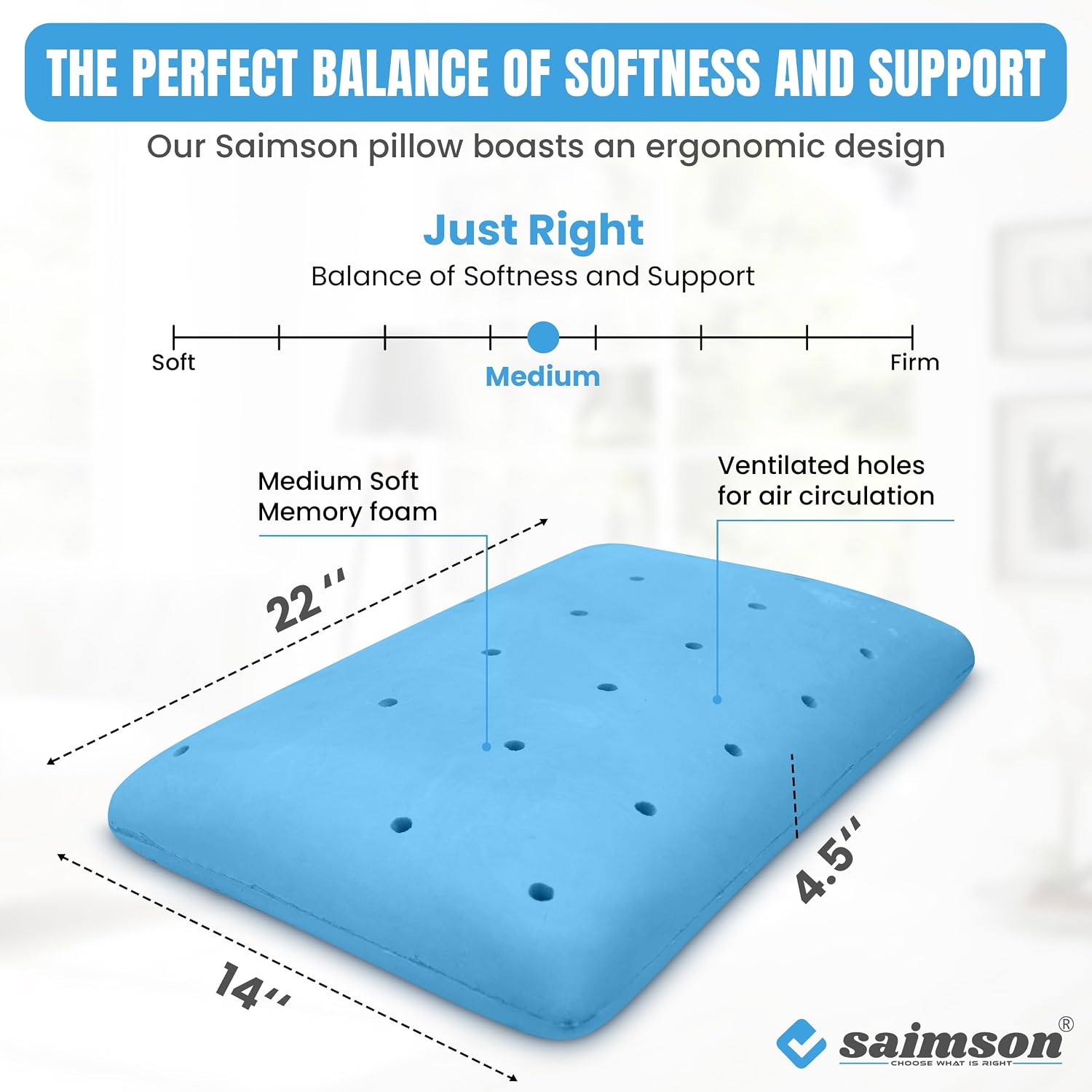 Memory Foam Pillow For Sleeping, Orthopedic Pillow, Grey - 14 X 22 Inches | Pillow For Neck Pain & Shoulder Pain Relief | For Back, Side & Stomach Sleepers, Washable Cover - Pack Of 2