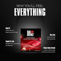 Basic Instinct Climax Delay Ultra Thin Latex Condoms For Men Strawberry And Vanilla 3 Pcs Pack Of 5