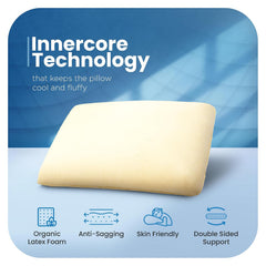 Snuggle Pillow - 100% Natural Latex, Bouncy & Thick Pillows For Sleeping, White - 25.5 X 16.75 X 6 Inches | Hypoallergenic, Breathable, Bed Pillow, Comfortable Pillow - Pack Of 1