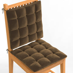 Square Chair Pads Cushion, For Comfortable Sitting, Brown Color - 40 X 40 Cm | Seat Cushions With Ties For Sitting, Pooja, Dining & Office Table | Furniture Cushion, Washable - Pack Of 2